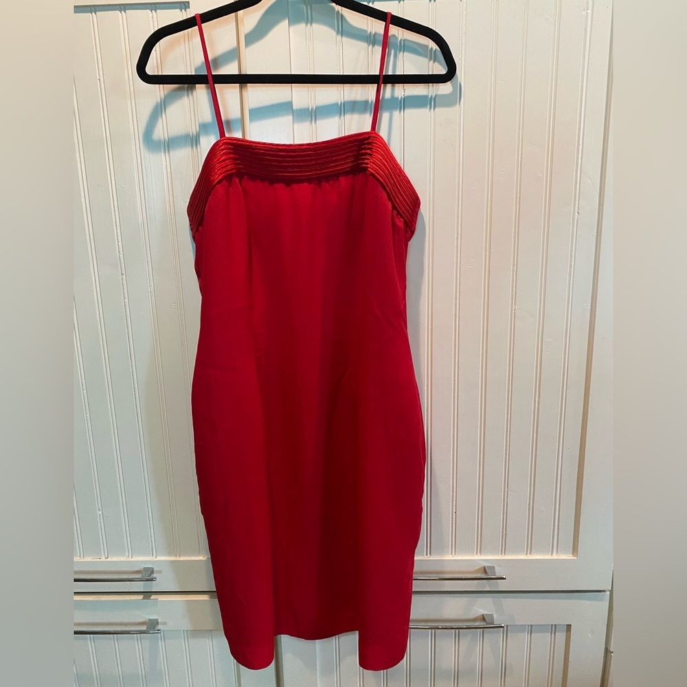Red Sheath Dress with Satin Trim